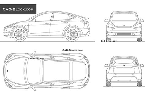 Tesla Model Y CAD blocks in DWG