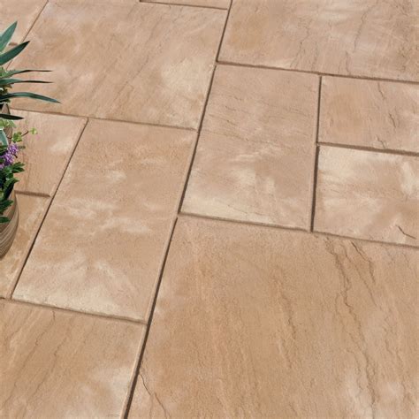 Autumn Cotswold Old Riven Mixed Size Paving Pack Departments Diy At Bandq