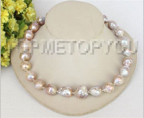 Shipping Natural Baroque 17 18mm Pink Purple Reborn Keshi Pearls