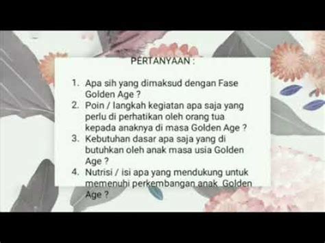 Pentingnya Fase Golden Age Pada Anak Youtube