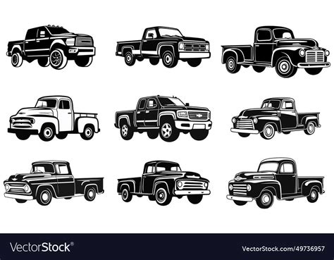 Pick up truck silhouette Royalty Free Vector Image