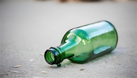 Premium Photo Empty Green Glass Bottle On The Ground