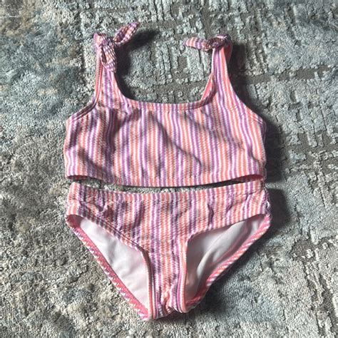 Cat Jack Swim Cat Jack Pink And White Striped Bikini Set Poshmark