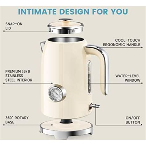 Wciziheb Susteas Kettle 57oz Hot Tea Kettle Water Boiler With Thermometer 1500w Fast Heating