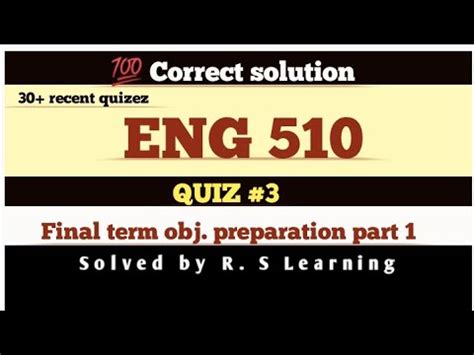 Eng 510 Quiz 3 2024 Eng510 Imp Repeated Quiz Final Term Objective