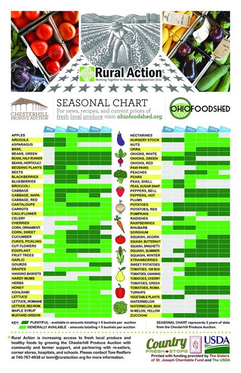 Fruits And Vegetables In Season By Month Chart Pdf