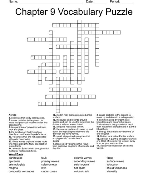 Chapter 9 Vocabulary Puzzle Crossword Wordmint