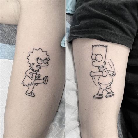 Bart And Lisa Simpson Tattoo For Siblings