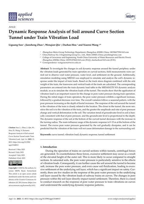 Pdf Dynamic Response Analysis Of Soil Around Curve Section Tunnel