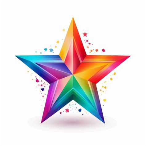 Colorful Star With Rainbow Stars On White Background Premium AI