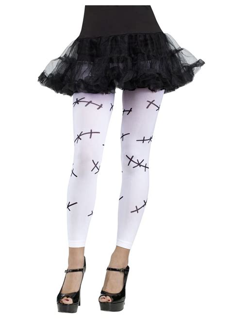 Stitched Footless Tights White Outfits With Leggings Costume Tights