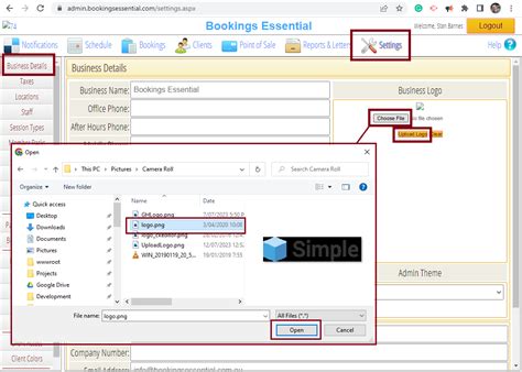 Upload Logo Bookings Essential