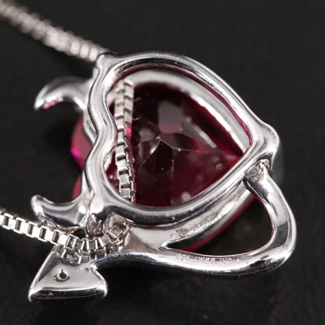 Sterling Diamond And Ruby Devil Heart Pendant Necklace Ebth