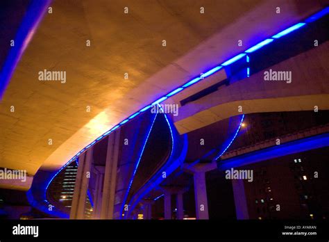 Illuminated Street In Shanghai Stock Photo Alamy