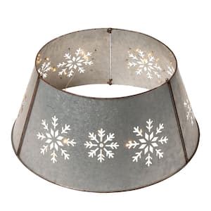 Glitzhome In D Snowflake Cutout Metal Tree Collar With Light String