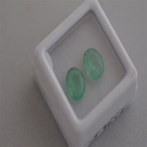 Oval Green Emerald Panna Light Color Pair Gemstone For Jwellery