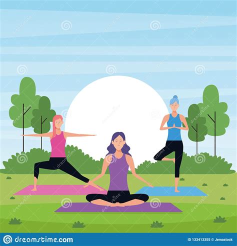 8 Women In The Yoga Poses On Colors Sport Closes On White Background Trend Contemporary Poster