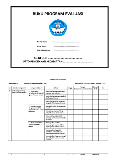 Contoh Program Evaluasi Sd Lengkap