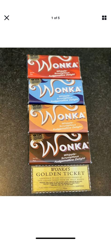 4x Willy Wonka Chocolate 2005 Full Set T Novelty Golden Ticket 100g Big Bar 4 Etsy