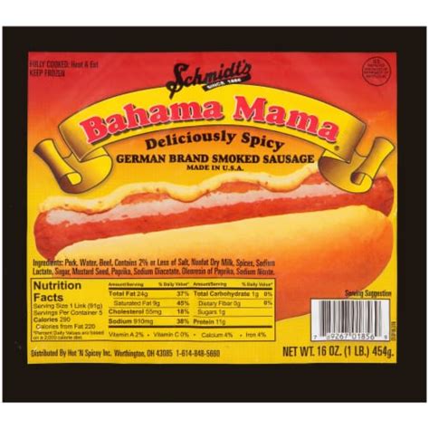 Schmidts Bahama Mama Deliciously Spicy German Brand Smoked Sausage 16 Oz Ralphs