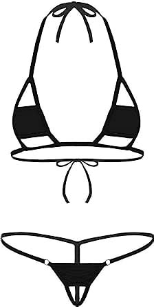 Amazon Iiniim Women Pieces Sexy Halter Neck Swimsuit Hollow Micro Mini Extreme Bikini Set