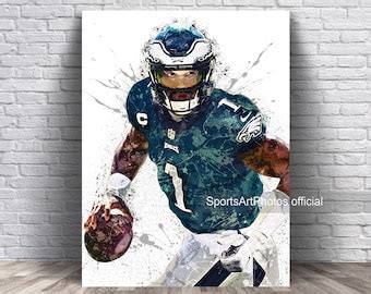 Jalen Hurts Poster Philadelphia Eagles Print Nfl Wall Decor Prints For