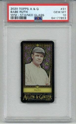 Topps Allen Ginter Mini Stained Glass Babe Ruth Yankees Psa