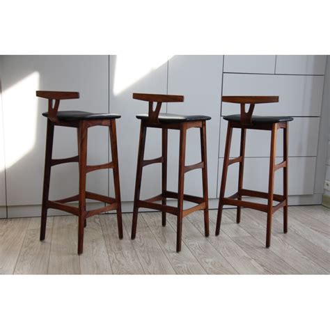 Set Of 3 Bar Stools In Rosewood By Erik Buch For Dyrlund 1960s