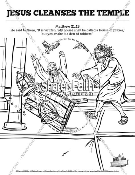 Matthew Jesus Cleanses The Temple Sunday School Coloring Pages