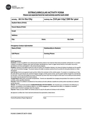 Fillable Online Basismesa Extracurricular Activity Form Basismesa Fax