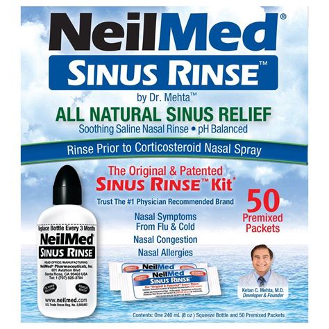 NeilMed The Original Patented Sinus Rinse Kit 50 Premixed Packets 1 Kit