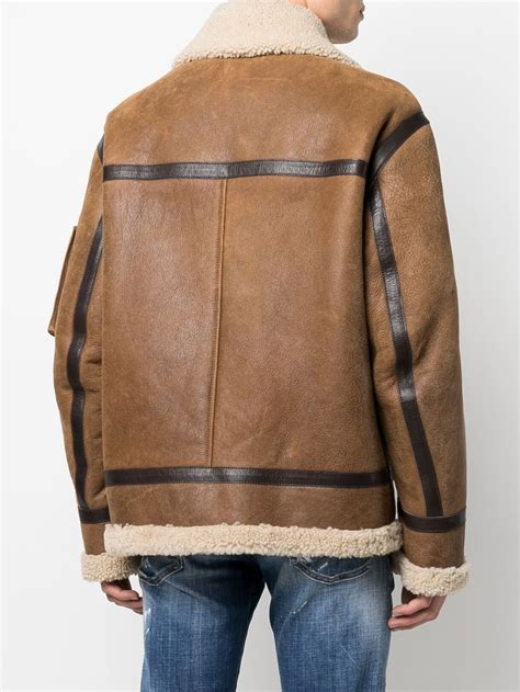 Dsquared2 Shearling Trimmed Biker Jacket Farfetch