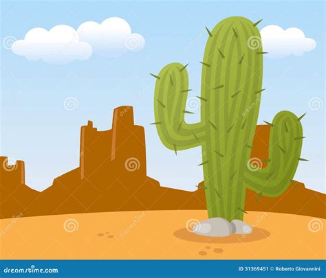 Desert Landscape With Cactus Stock Vector Illustration Of Design