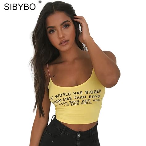 Aliexpress Buy Sibybo Embroidery Letter Backless Crop Top Women