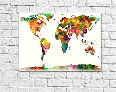 World Map Poster World Map Print Large World Map Home by DaniJArts