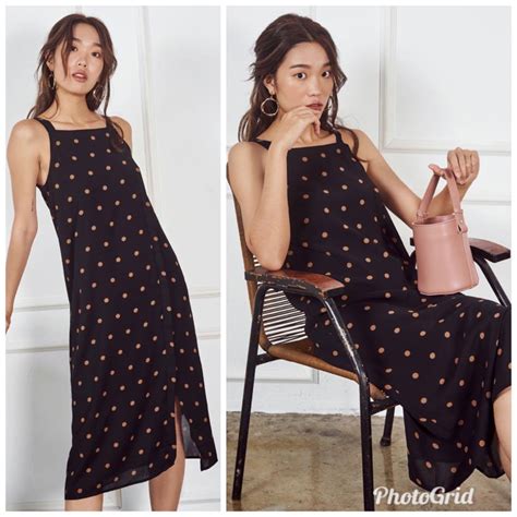 Tcl Aubree Polka Dotted Midi Dress Women S Fashion Dresses Sets