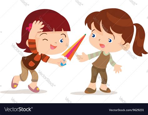 Girl Give Umbrella Friend Royalty Free Vector Image