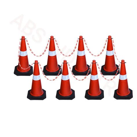 ABS INDUSTRY Safety Cones 8 Cones With 8 Meters S Hook Safety Chain And