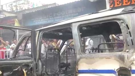 Bjps Protest March In Kolkata Turns Violent Police Car Torched