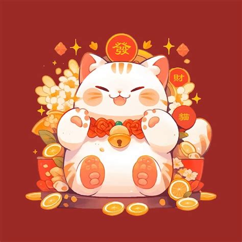 Premium Vector Fortune Cat Be Rich God Of Wealth Hand Drawn Cute