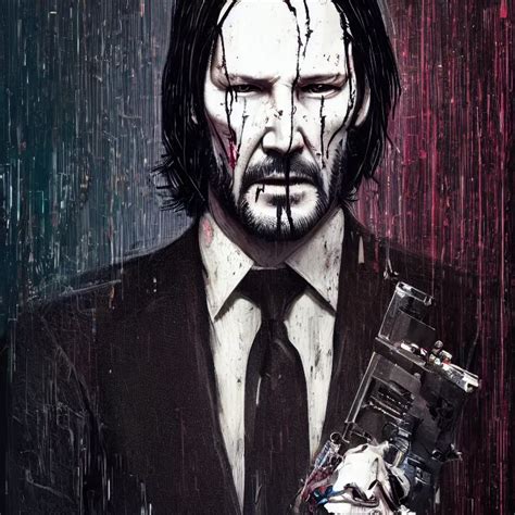 Portrait Of John Wick As Skeleton Intricate Abstract Stable