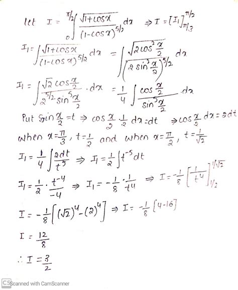 Evaluate The Following Integral Intpi2pi3 √1 Cosx1 Cosx52dx