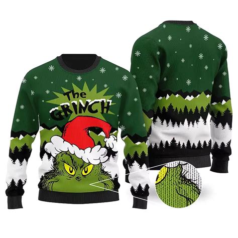 The Grinch With Christmas Hat 3d Ugly Sweater Icestork