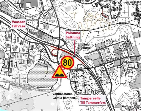 Tillfällig hastighetsbegränsning 80 km h införs på Vasa motorväg vid