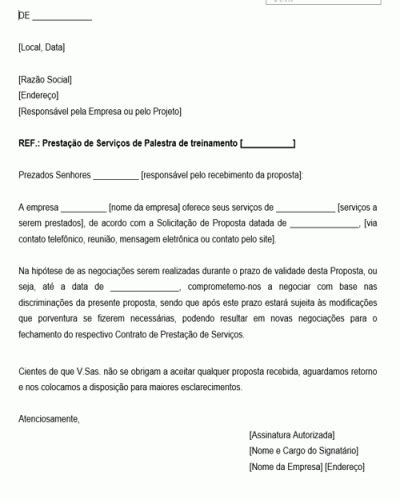 Modelo De Carta Proposta Para Ministrar Palestra