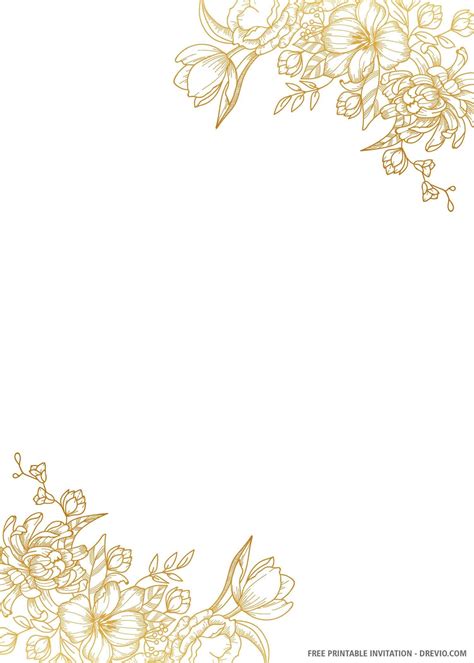 Awesome Free Printable Gold Wedding Wedding Invitations