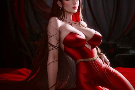Premium AI Image A Woman In A Red Lingerie Posing For A Picture