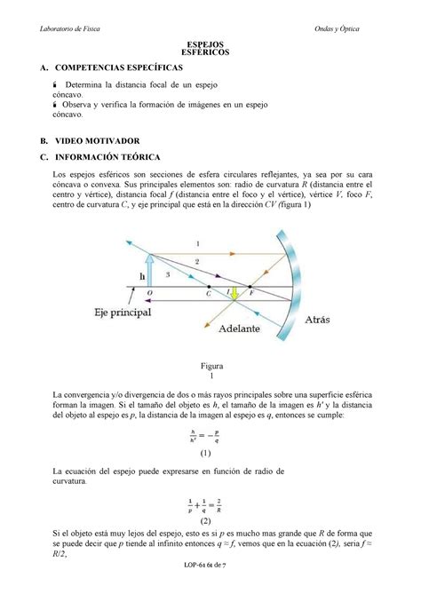 Lop Espejos Esfericos Charrez Quico Laboratorio De F Sica B Sica