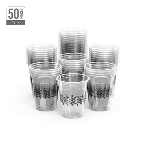 Cosmoplast Plastic Juice Cups Clear With Arabic Pattern Print 12 Oz 20 Pcs Cosmoplast Uae