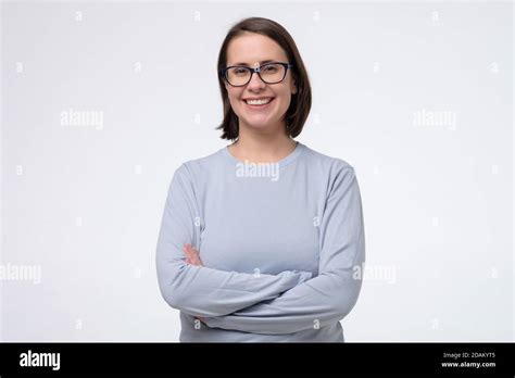 Attractive Mature Woman Looking At Camera And Smiling Stock Photo Alamy